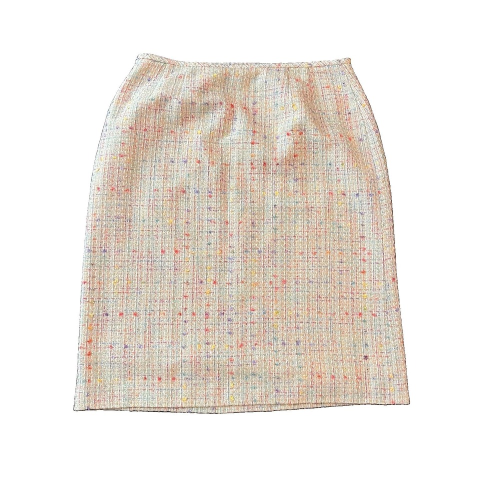 Collection For Le Suit Women's Confetti Tweed Skirt Suit Sz 12 Beige Old Money - Picture 6 of 10